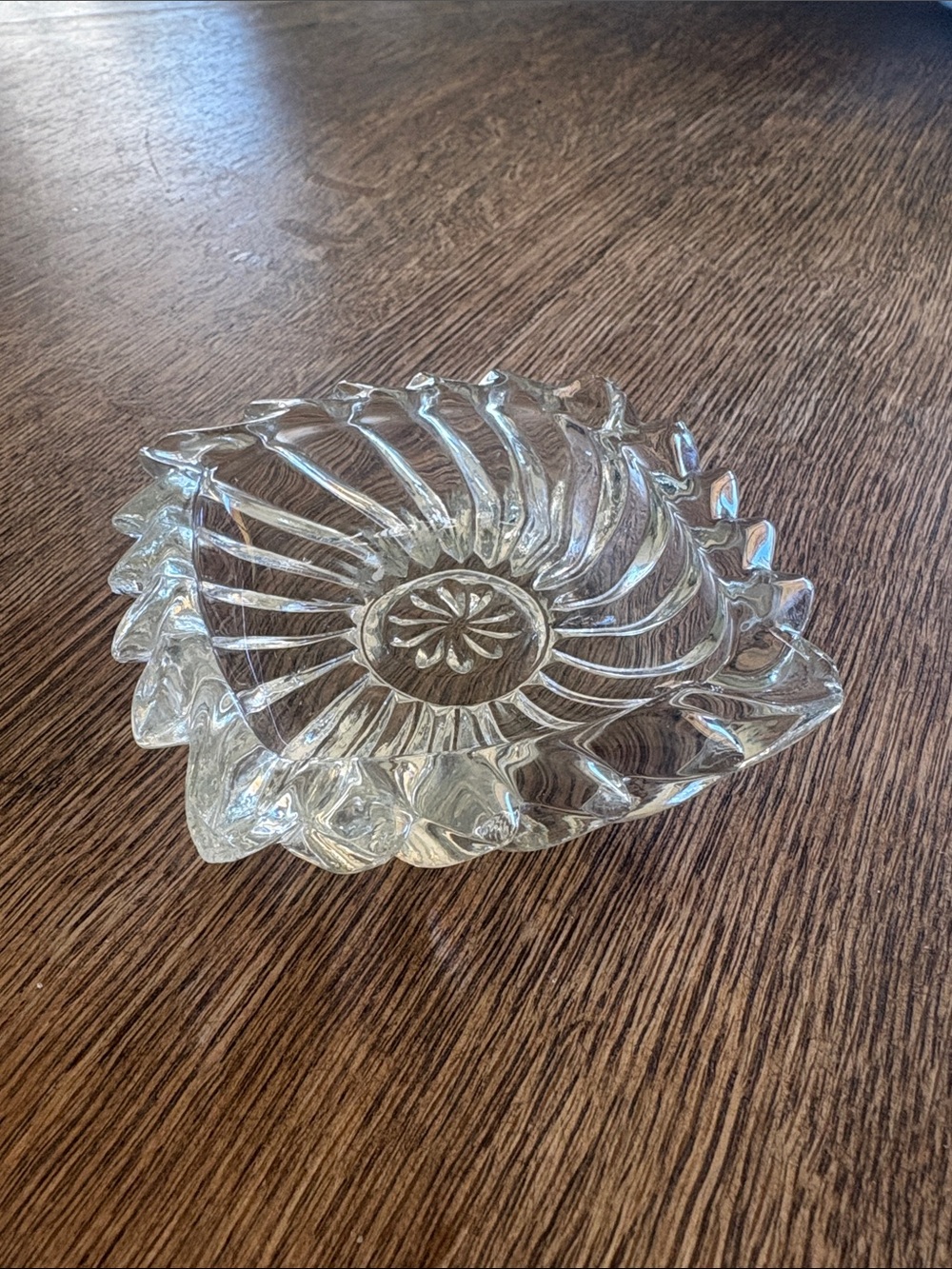 Clear Decorative Glass Candy Dish - Vintage Style